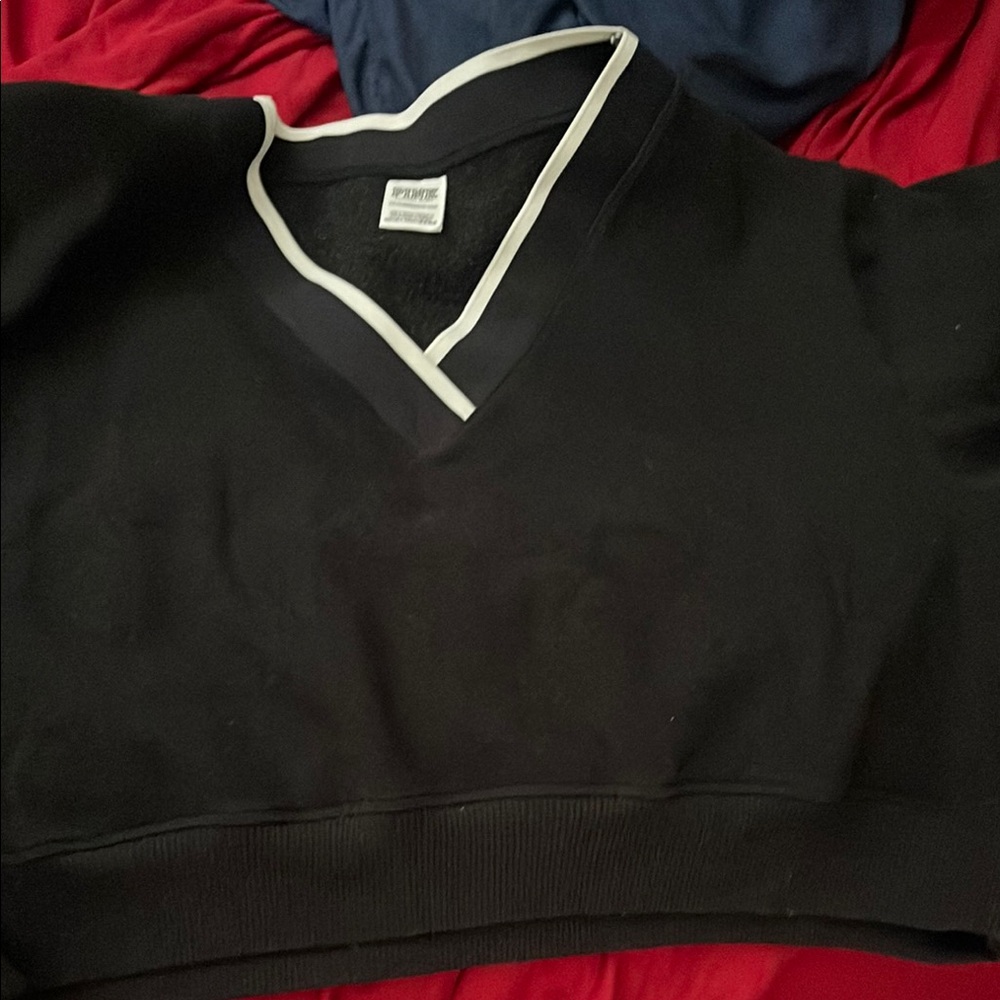 Chic Black V-Neck Top with White Accent